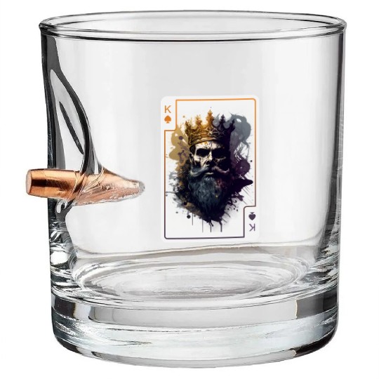 Creepy Card Game King Spades Poker Nightmare Bullet Whiskey Glasses