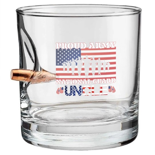 Proud Army National Guard Uncle Bullet Whiskey Glasses