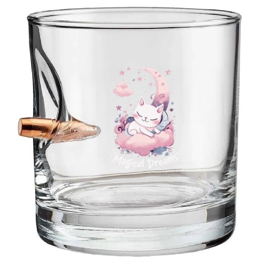 Magical Dreams Sleeping Cat Unicorns Pastel Moon S Bullet Whiskey Glasses