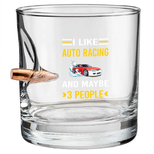 3 People Auto Racing Automotive Autosport Bullet Whiskey Glasses