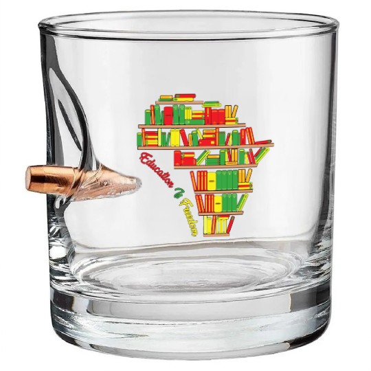 Education Is Freedom Juneteenth Reading Book Lover Bullet Whiskey Glasses