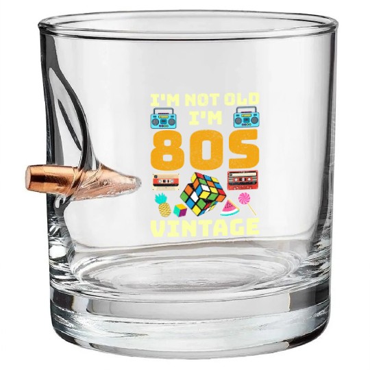 80s Vintage Vibes - Retro Design with Neon Colors Bullet Whiskey Glasses
