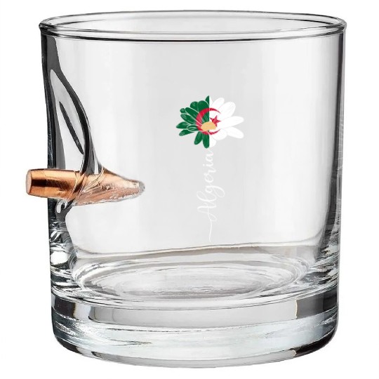 Vintage Algeria Sunflower Flag Algeria Lover Bullet Whiskey Glasses