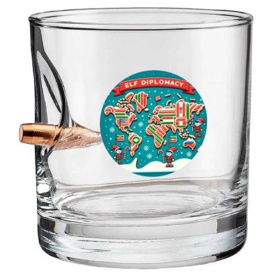 Elf Diplomacy - World Map of Sweet Connections Bullet Whiskey Glasses
