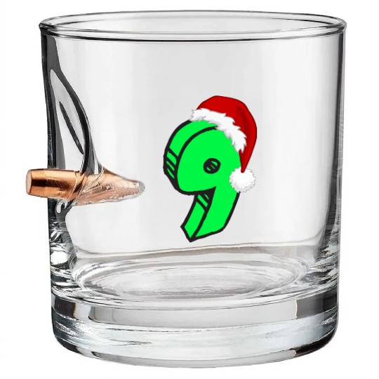 Age 9 Christmas Hat - Number Nine Bullet Whiskey Glasses