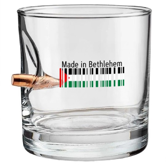 Made in Bethlehem Barcode Palestine Flag for Pales Bullet Whiskey Glasses
