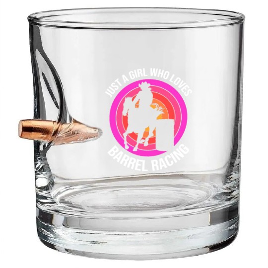 Just A Girl Who Loves Barrel Racing Rodeo Cowgirl Bullet Whiskey Glasses