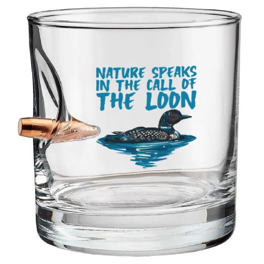 Nature Speaks In The Call Of The Loon 2 Bullet Whiskey Glasses