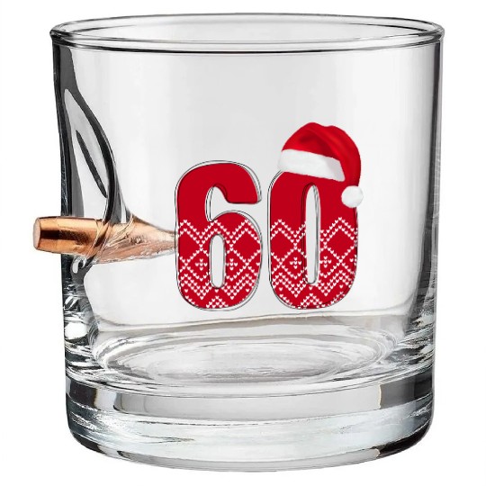 Happy 60th Christmas Birthday - Number Sixty Bullet Whiskey Glasses