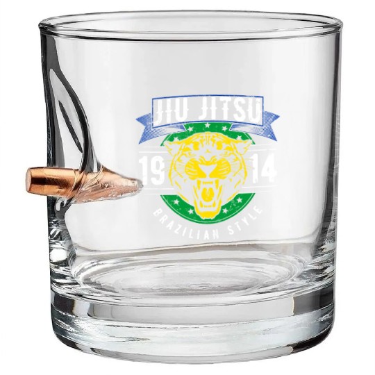 Brazilian Jiu Jitsu 1914 Jaguar head BJJ gift Bullet Whiskey Glasses