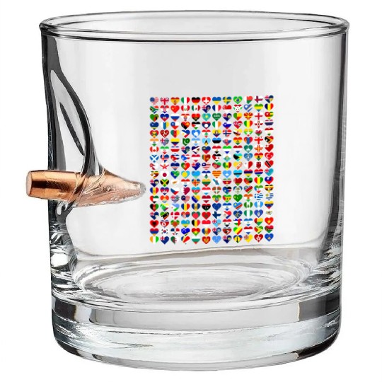 International Flags of the Countries of the World Bullet Whiskey Glasses