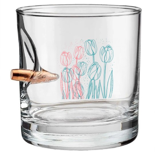 Colorful Tulips Garden Bullet Whiskey Glasses