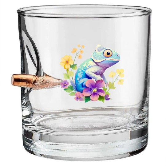 Cute Chameleon for Lizard Pet Lover Bullet Whiskey Glasses
