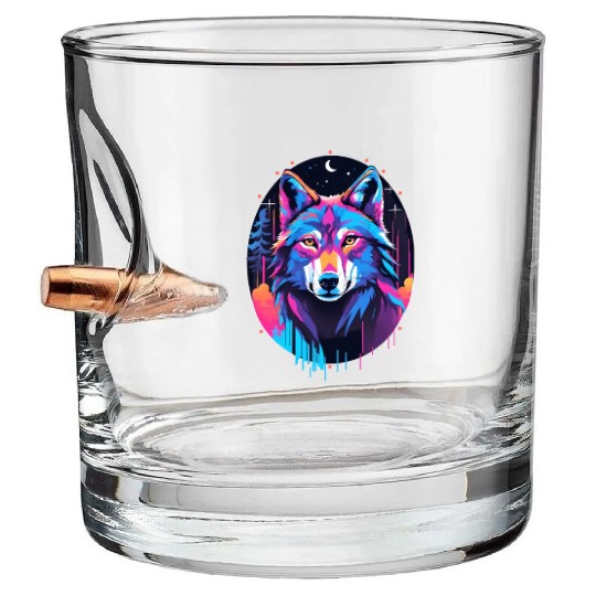 Eerie Blacklight Wolf Bullet Whiskey Glasses - Neon Colors