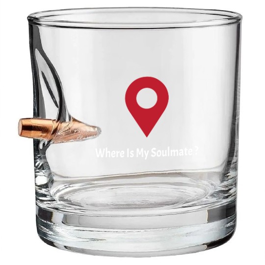 Where Is My SoulMate (white) Bullet Whiskey Glasses