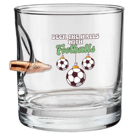 Football Player Coach Christmas Balls Deck The Bullet Whiskey Glasses