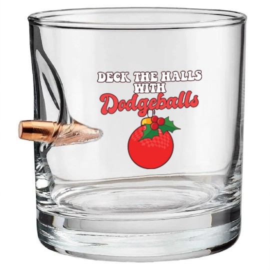 Dodgeball Player Coach Christmas Balls Deck The Bullet Whiskey Glasses