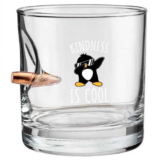 Kindness Is Cool Dabbing Dab Dance Funny Penguin Bullet Whiskey Glasses