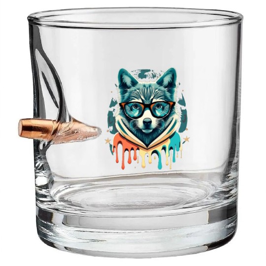 Hipster Wolf Drip Bullet Whiskey Glasses