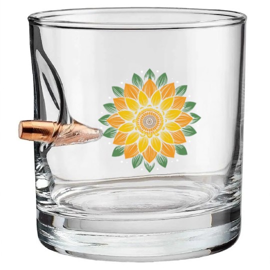 Sunflower Gardening Mandala Inspirational Zen Bullet Whiskey Glasses