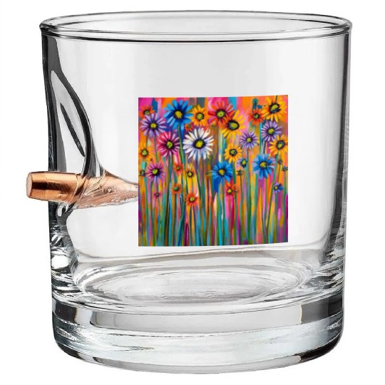Wildflowers graffiti Bullet Whiskey Glasses