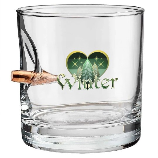 Winter Heart Evergreen Retro Sunset Bullet Whiskey Glasses