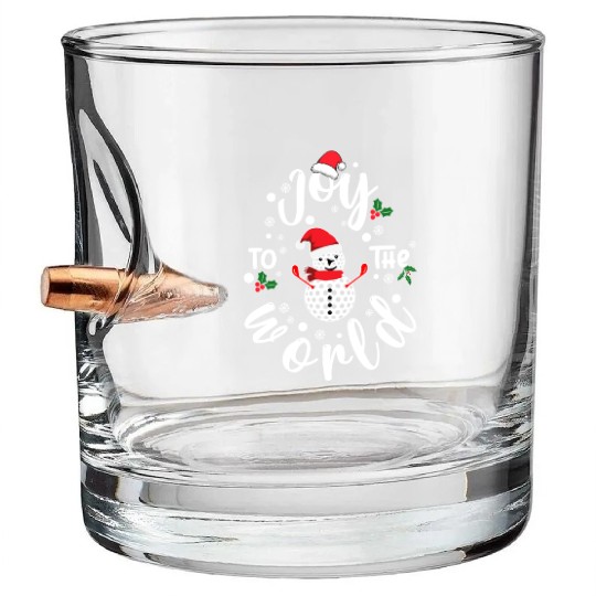 Christmas Golf Snowman Joy To The World Funny Golf Bullet Whiskey Glasses