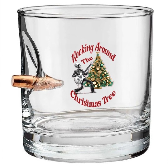 Rocking Around the Christmas Tree Skeleton Bullet Whiskey Glasses,