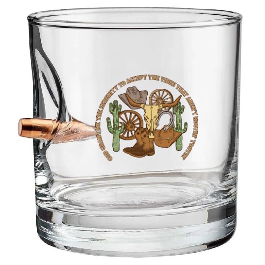 Cowboy Rotin Totin God Grant Me The Serenity Bullet Whiskey Glasses