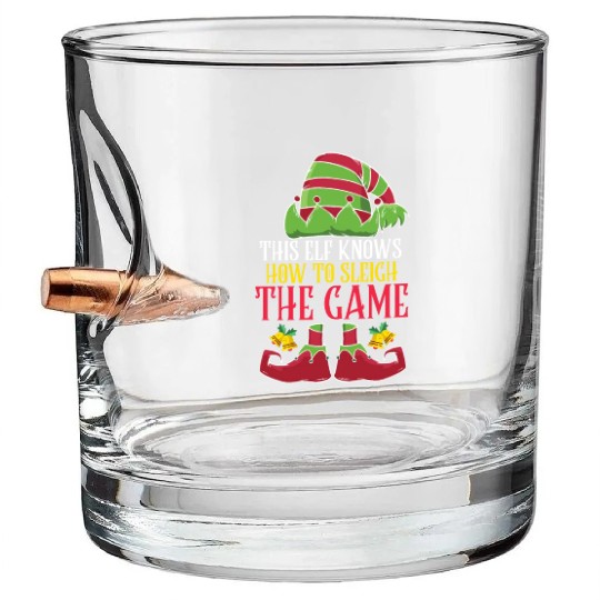 Gamer This Elf knows How to Sleigh a Game Bullet Whiskey Glasses