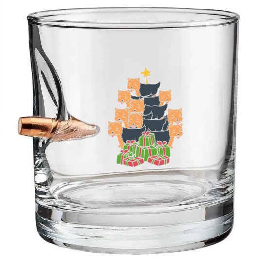 Yorkie Christmas Tree Holiday Person Gift Bullet Whiskey Glasses