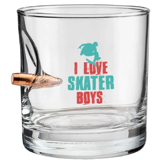 I Love Skater Boys Skateboarding Skate Skateboard Bullet Whiskey Glasses