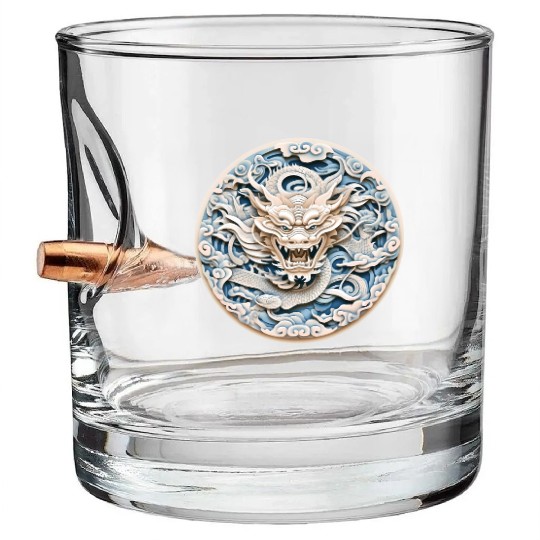 Folklore Dragon Mandala Art Bullet Whiskey Glasses