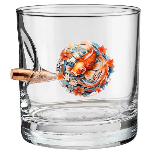 Koi Fish Mandala Art Bullet Whiskey Glasses