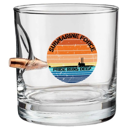 Sunset Navy Submarine Force Pride Runs Deep Bullet Whiskey Glasses