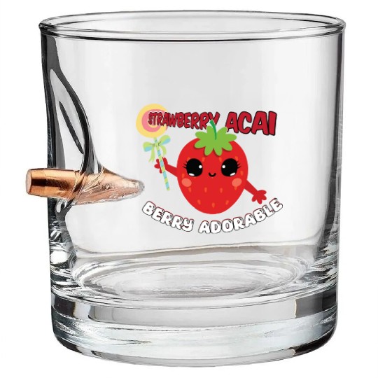 Strawberry Acai Berry Adorable Cute Bullet Whiskey Glasses