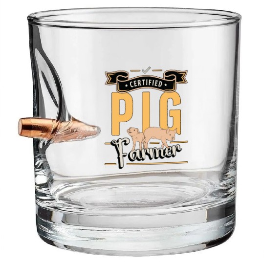 Pig Farming Certified Pig Farmer Farm Animals Bullet Whiskey Glasses