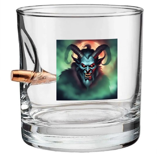 Krampus in Green Fog Bullet Whiskey Glasses