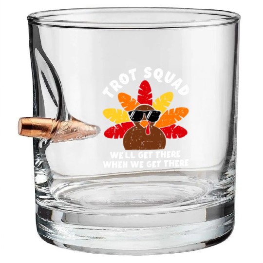 Turkey Trot Squad Race Funny Thanksgiving Running Bullet Whiskey Glasses