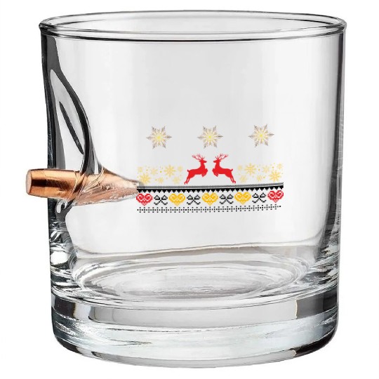 Merry Christmas Reindeer Unisex Premium Bullet Whiskey Glasses