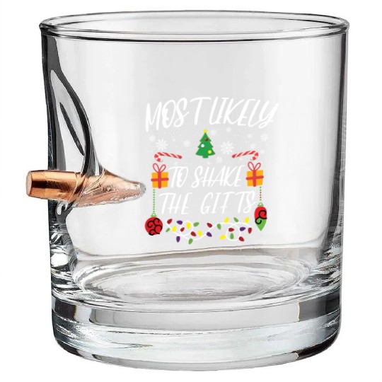 Most likely to Christmas Family Matching Bullet Whiskey Glasses
