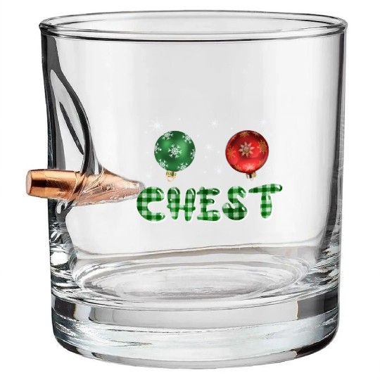 Chest Nuts Christmas Couple Funny Matching Bullet Whiskey Glasses