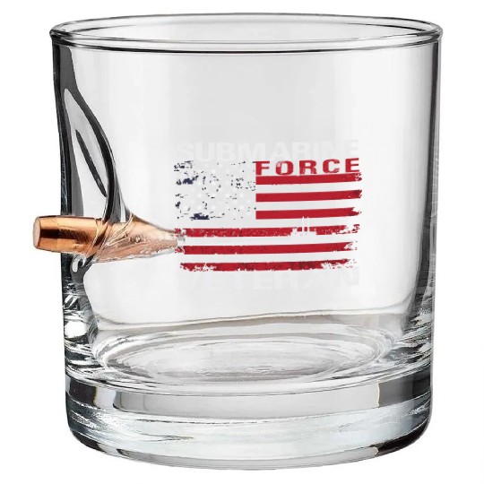 Submarine Force Veteran Usa Flag White Stars Bullet Whiskey Glasses