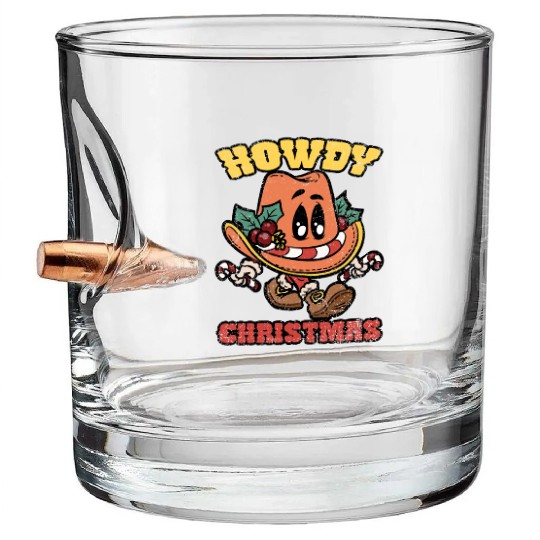 HOWDY CHRISTMAS Bullet Whiskey Glasses