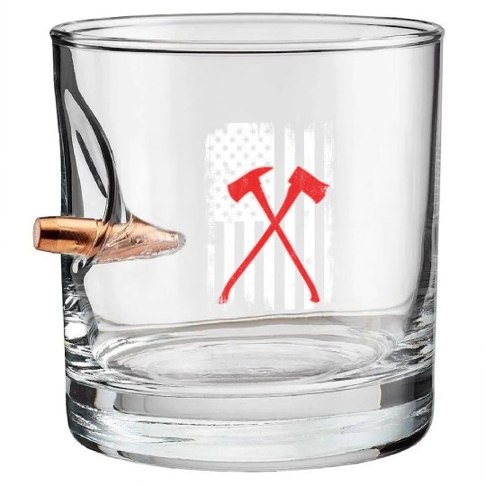 US Patriotic Firefighter Bullet Whiskey Glasses