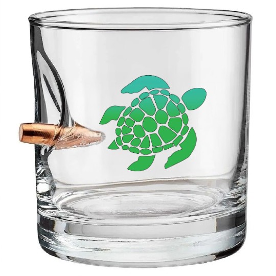 Green Sea Turtle Ocean Swimming Bullet Whiskey Glasses