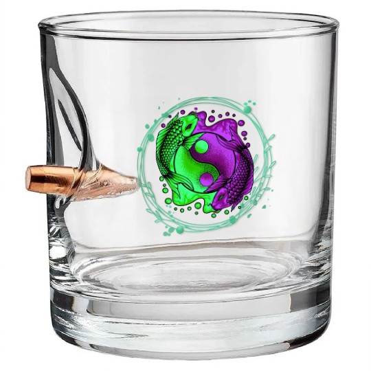 Yin Yang Yoga Japanese Koi Fish Bullet Whiskey Glasses