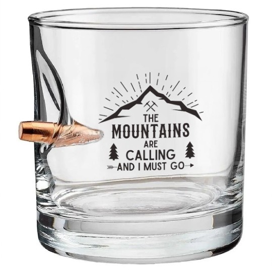 The Mountains are calling Hiking Climbing Nature Bullet Whiskey Glasses