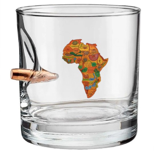Colourful African Map For Afrocentric Lovers. Bullet Whiskey Glasses