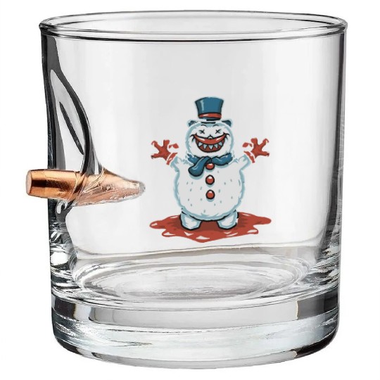 frosty snowman creepy Bullet Whiskey Glasses